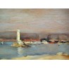 Huile sur panneau \"Vue de Port\"