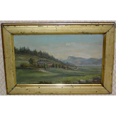 Peintures | Huile sur toile "Vue de la Dent de Moinat SA  - Antiquités décoration