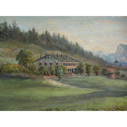 Huile sur toile \"Vue de la Dent de Vaulion\"