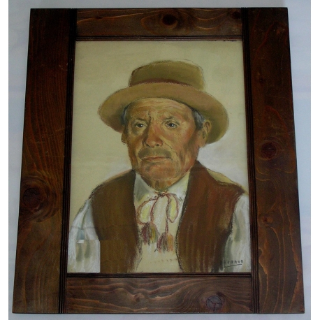 Pastellbild „Bauer aus Neuenburg“, signiert mit „J.“ auf Moinat SA – Antiquitäten und Dekorationsgegenstände – Gouachen, Aquarel