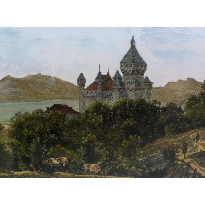 Engraving ‘Château de Vufflens’ by Moinat SA – Antiques and decorative items – Engravings, lithographs