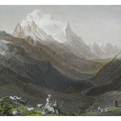 Engraving ‘Col de Balme’ by BARTLETT on Moinat SA – Antiques and decorative items – Engravings, lithographs
