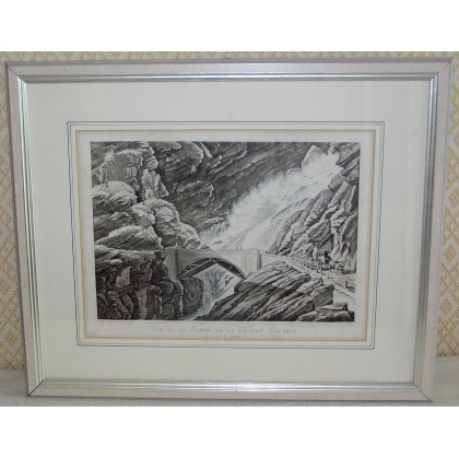 Engraving: ‘View of the exit from the Grande  at Moinat SA’ – Antiques and decorative items –  Engravings, lithographs