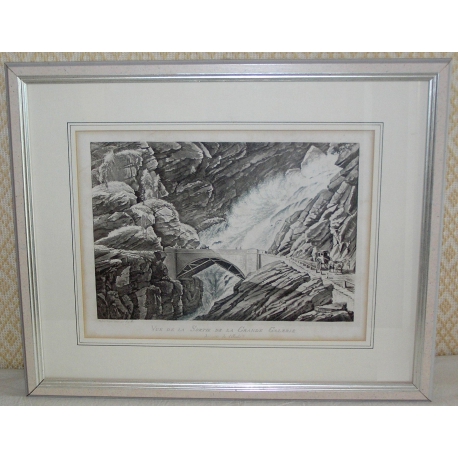 Engraving: ‘View of the exit from the Grande  at Moinat SA’ – Antiques and decorative items –  Engravings, lithographs