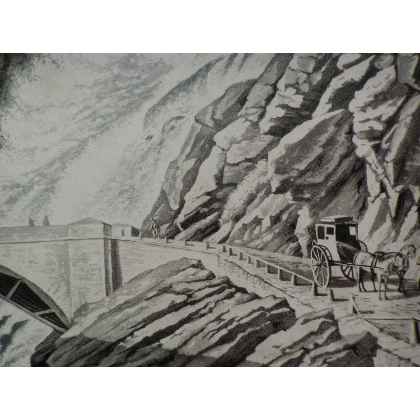 Engraving: ‘View of the exit from the Grande  at Moinat SA’ – Antiques and decorative items –  Engravings, lithographs