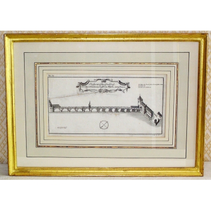 Engraving ‘Bridge over the Rhine at Basel’ by Moinat SA – Antiques and decorative items – Engravings, lithographs