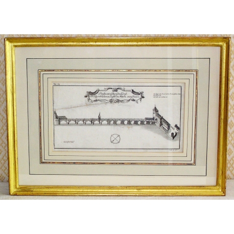 Engraving ‘Bridge over the Rhine at Basel’ by Moinat SA – Antiques and decorative items – Engravings, lithographs