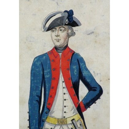 Aquarell „Militaire“ von Moinat SA – Antiquitäten und Dekoration – Gouachen, Aquarelle, Pastelle