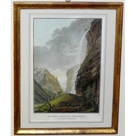 Gravure  "Seconde chûte du Staubbach"  sur Moinat SA  - Antiquités décoration -  Gravures, Lithos