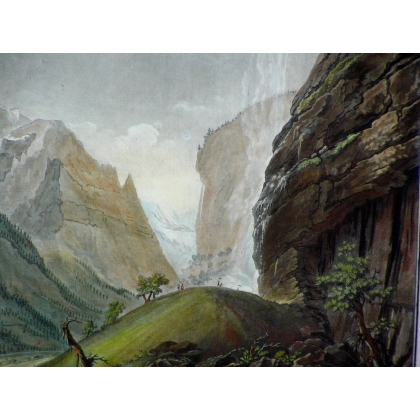 Gravure  "Seconde chûte du Staubbach"  sur Moinat SA  - Antiquités décoration -  Gravures, Lithos