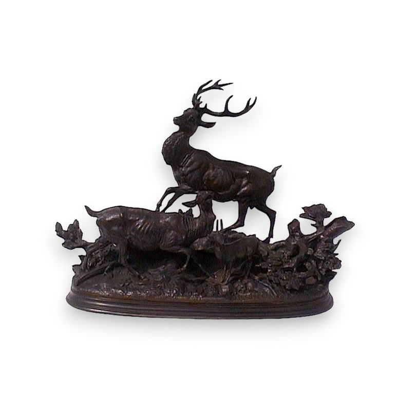 Bronze "Groupe de 3 cerfs", signé.