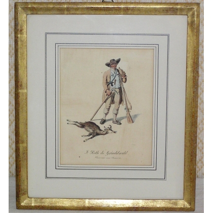 Engraving: ‘J Roth of Grindelwald, the hunter’ on Moinat SA – Antiques and decorative items – Engravings, lithographs