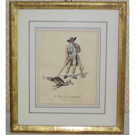 Gravure \"Grindelwald chasseur aux chamois\"
