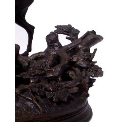 青铜雕塑《三只鹿群》，署名。Moinat SA - 古董与装饰艺术