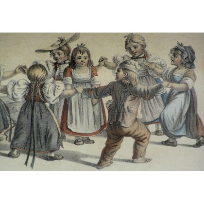 Engraving ‘Blind Man’s Buff’ by Moinat SA – Antiques and decorative items – Engravings, lithographs