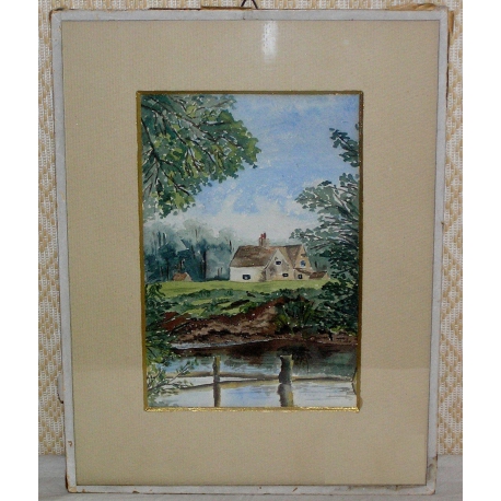 Aquarelle "Cottage"  sur Moinat SA  - Antiquités décoration -  Gouaches, Aquarelles, Pastels