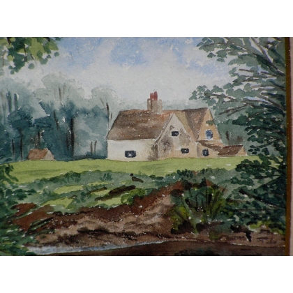 Aquarelle "Cottage"  sur Moinat SA  - Antiquités décoration -  Gouaches, Aquarelles, Pastels
