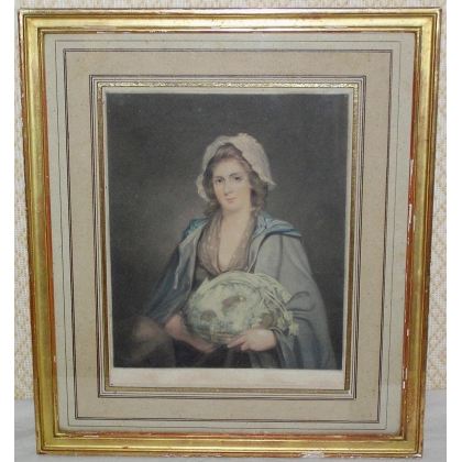 Gravure \"Mrs Hoppner with a basket of flowers\"