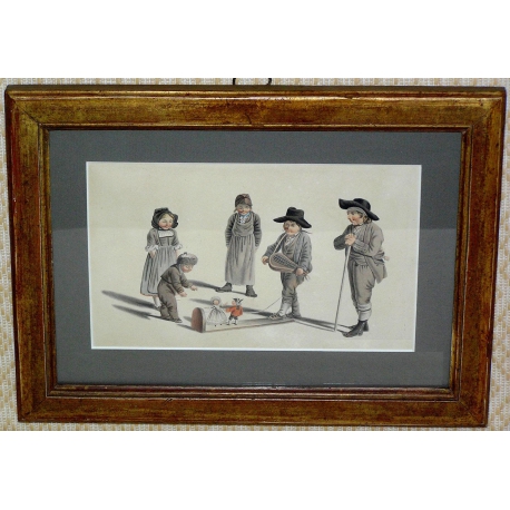 Engraving ‘Child and Puppets’ by Moinat SA – Antiques and decorative items – Engravings, lithographs