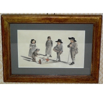 Gravure "Enfant et marionettes" de