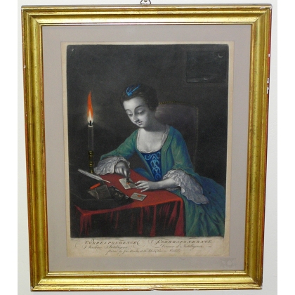 Engraving entitled ‘Sending correspondence’ by Moinat SA – Antiques and decorative items – Engravings, lithographs