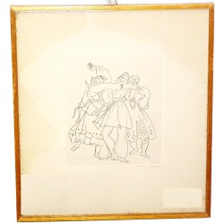 Ink painting entitled ‘Caprice espagnol’, signed ‘Moinat SA’ – Antiques and home décor