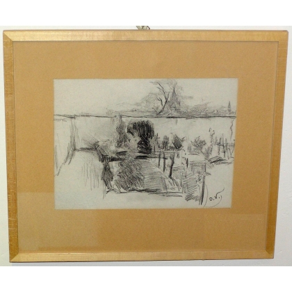 Zeichnung „Landschaft“ von OTTO VAUTIER bei Moinat SA – Antiquitäten und Dekoration