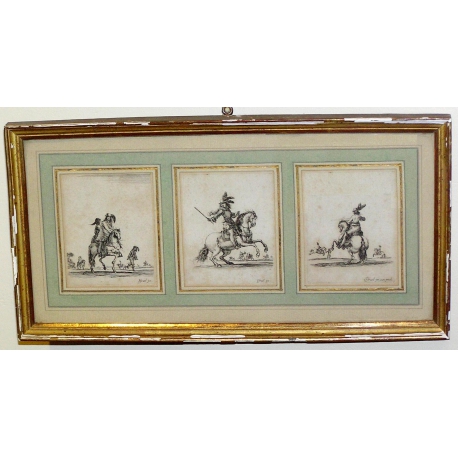 Gravure "3 chevaux"  sur Moinat SA  - Antiquités décoration -  Gravures, Lithos
