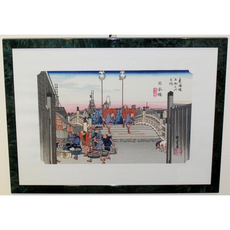 Japanese lithograph, black frame  at Moinat SA  - Antiques and decorative arts -  Engravings, lithographs