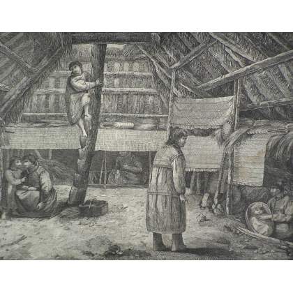 Radierung „Innenansicht eines Hauses in Moinat SA“ – Antiquitäten und Dekoration – Radierungen, Lithografien