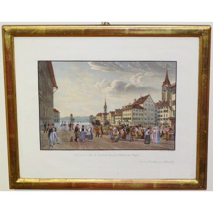 Engraving: ‘View of the City of Zurich’ by Moinat SA – Antiques and decorative items – Engravings, lithographs