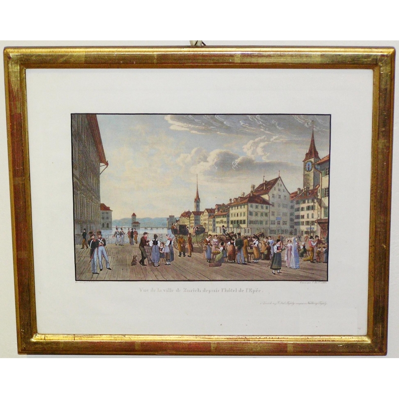 Gravure "Vue de la ville de Zürich