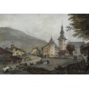 Radierung „Migève – Savoie“ von BROCKEDON, herausgegeben von Moinat SA – Antiquitäten und Dekorationsgegenstände – Radierungen, 