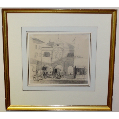 Dessin \"La Porte de Rive\" signé N.LEMAÎTRE