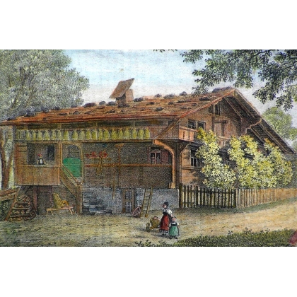 Gravure "Maison des environs  sur Moinat SA  - Antiquités décoration -  Gravures, Lithos