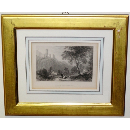 Engraving ‘La Batia Castle – Martigny’ by Moinat SA – Antiques and decorative items – Engravings, lithographs