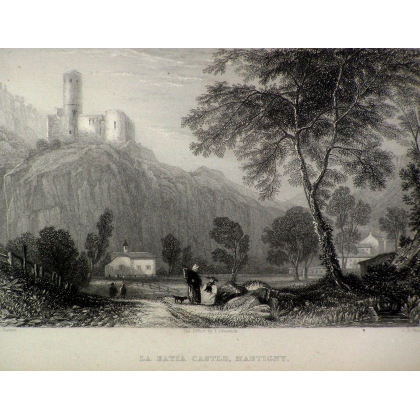 Engraving ‘La Batia Castle – Martigny’ by Moinat SA – Antiques and decorative items – Engravings, lithographs
