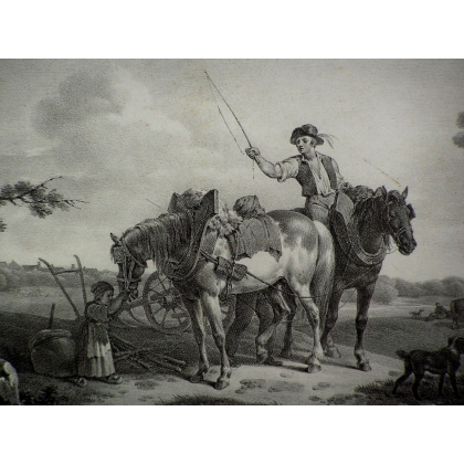 Radierung „Pferdegespann beim Pflügen“ von SWEBACK auf Moinat SA – Antiquitäten und Dekoration – Radierungen, Lithografien