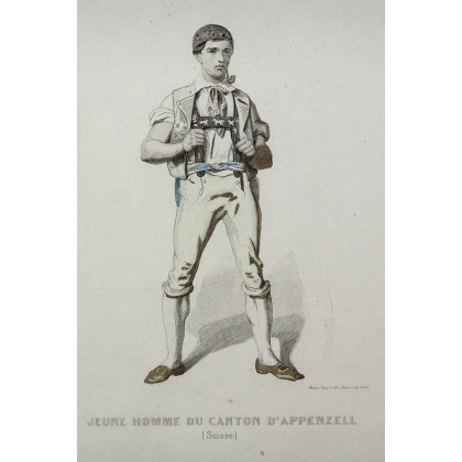 Engraving: ‘Young Man from the Canton of Moinat SA’ – Antiques and decorative items – Engravings, lithographs