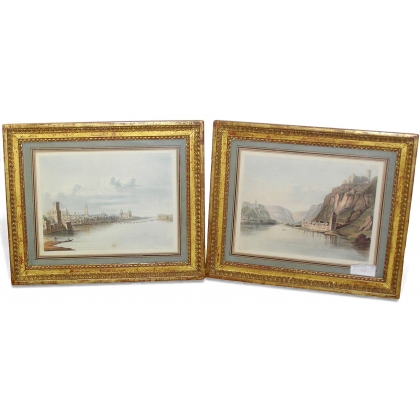 Pair of engravings, ‘Towns on the Rhine’, by Moinat SA – Antiques and decorative items – Engravings, lithographs