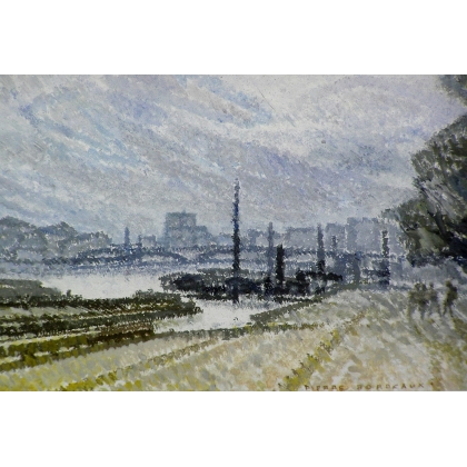 Gouache "Port Henri IV", signé de  sur Moinat SA  - Antiquités décoration -  Gouaches, Aquarelles, Pastels