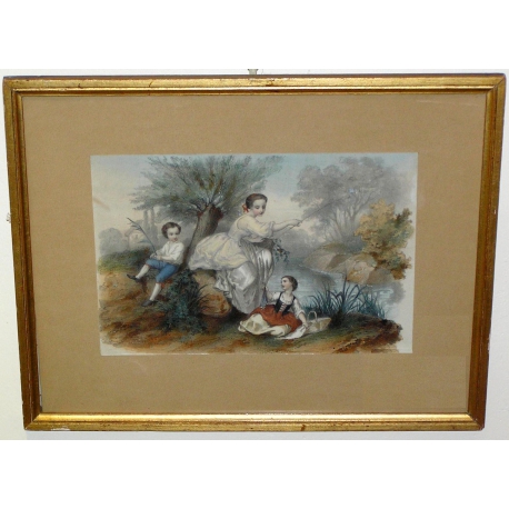 Gravures "Les Petits Pécheurs"  sur Moinat SA  - Antiquités décoration -  Gravures, Lithos