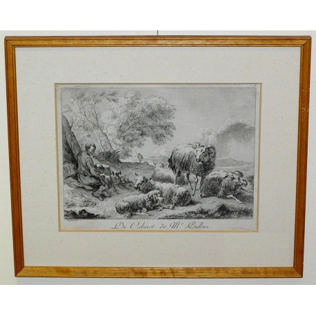 Engraving ‘Sheep’ by BERGHEM, on Moinat SA – Antiques and decorative items – Engravings, lithographs