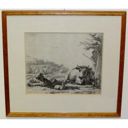 Engraving entitled ‘Cows’, signed DUJARDIN, on Moinat SA – Antiques and decorative items – Engravings, lithographs