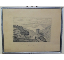 Dessin "Aoste - Alps" signée JB