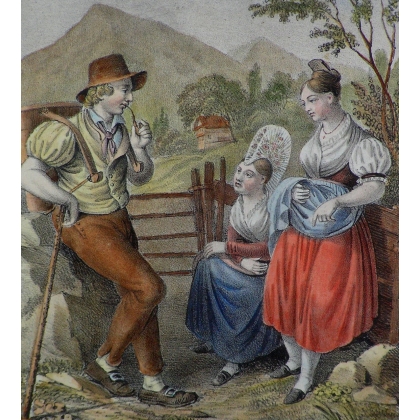 Engraving ‘Costumes de Schwtz’ by Moinat SA – Antiques and decorative items – Engravings, lithographs