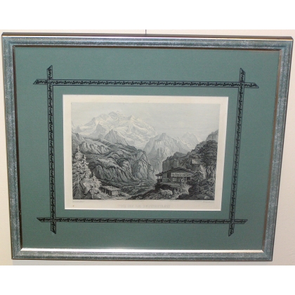 Engraving ‘View of the Jungfrau’ by CORRADI on Moinat SA – Antiques and decorative items – Engravings, lithographs