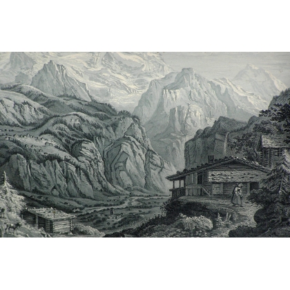 Engraving ‘View of the Jungfrau’ by CORRADI on Moinat SA – Antiques and decorative items – Engravings, lithographs