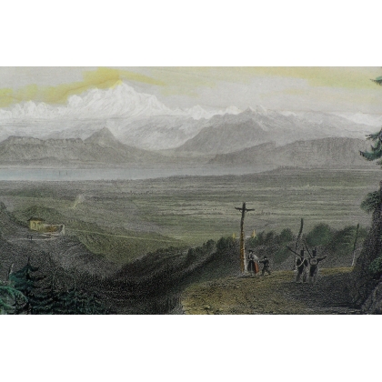 Engraving ‘Mont Blanc from the Jura’ by Moinat SA – Antiques and decorative items – Engravings, lithographs