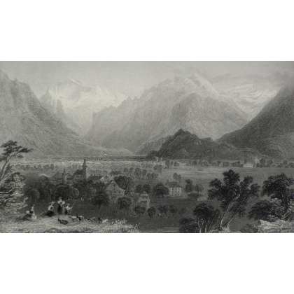 Engraving ‘Interlacken’ by BARTLETT  at Moinat SA  – Antiques and decorative items –  Engravings, lithographs